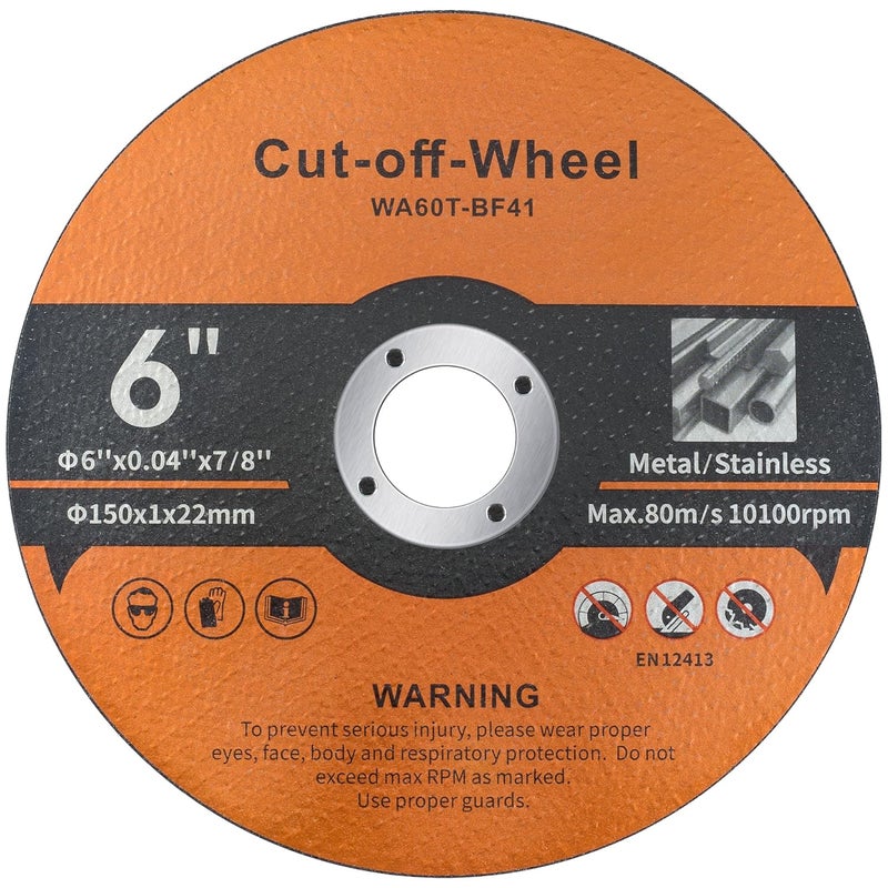 Shawya 30 Pack 6 inch Cut-Off Wheels for Metal and Stainless Steel and PVC Tube 6" x.040 x7/8" Cutting Wheel for Angle Grinder Aggressive Cutting disc for General Purpose Metal Cutting - Image 1